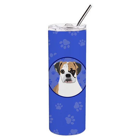 English Bulldog Tricolor #2  Stainless Steel 20 oz Skinny Tumbler, Blue - Picture 1 of 4